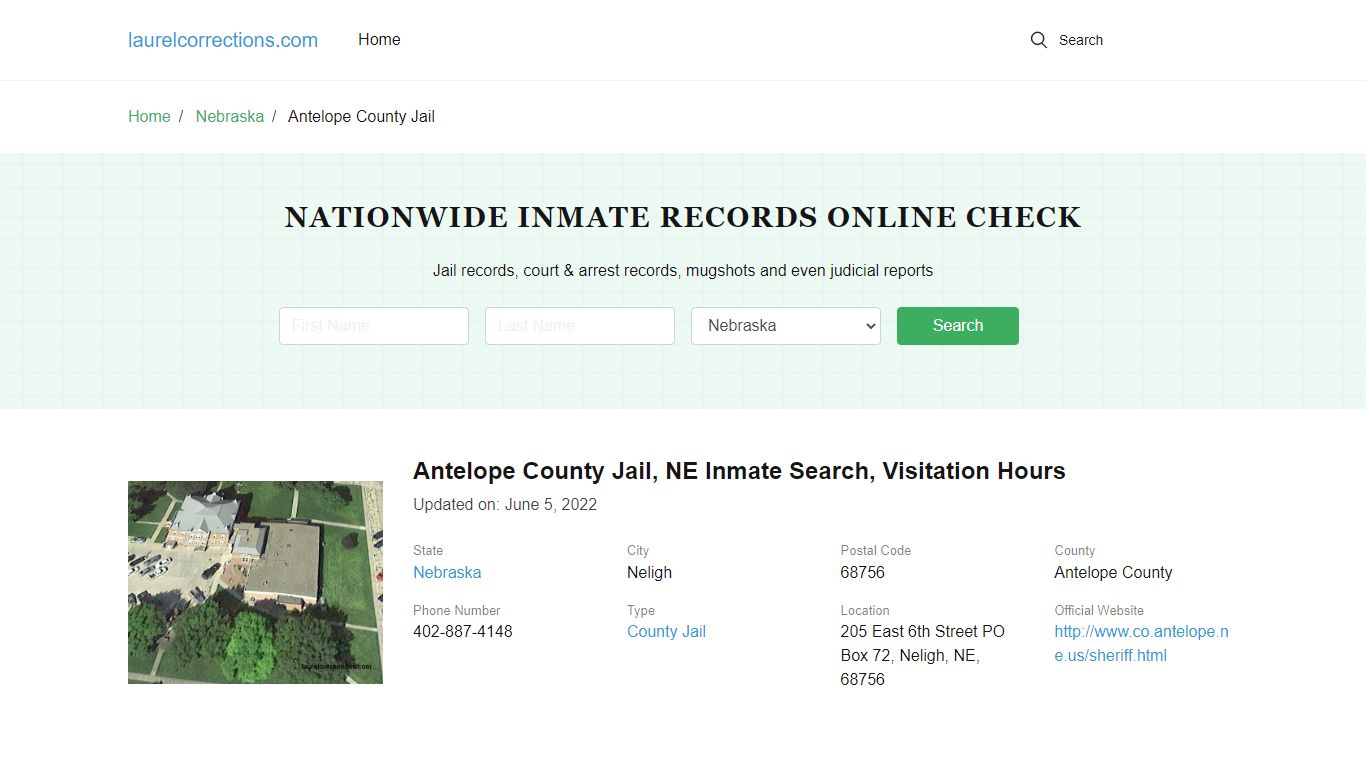 Antelope County Jail, NE Inmate Search, Visitation Hours